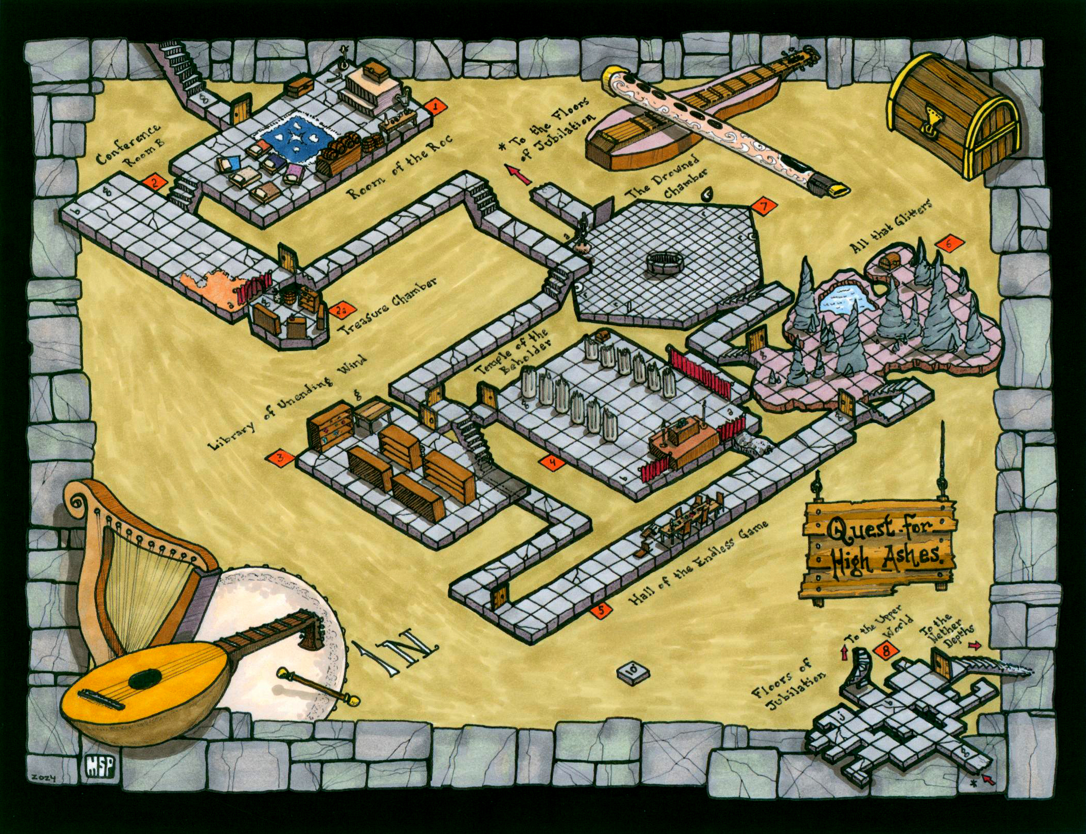 Quest For High Ashes Map. Map by Sean Michael Piper after a design by the author.