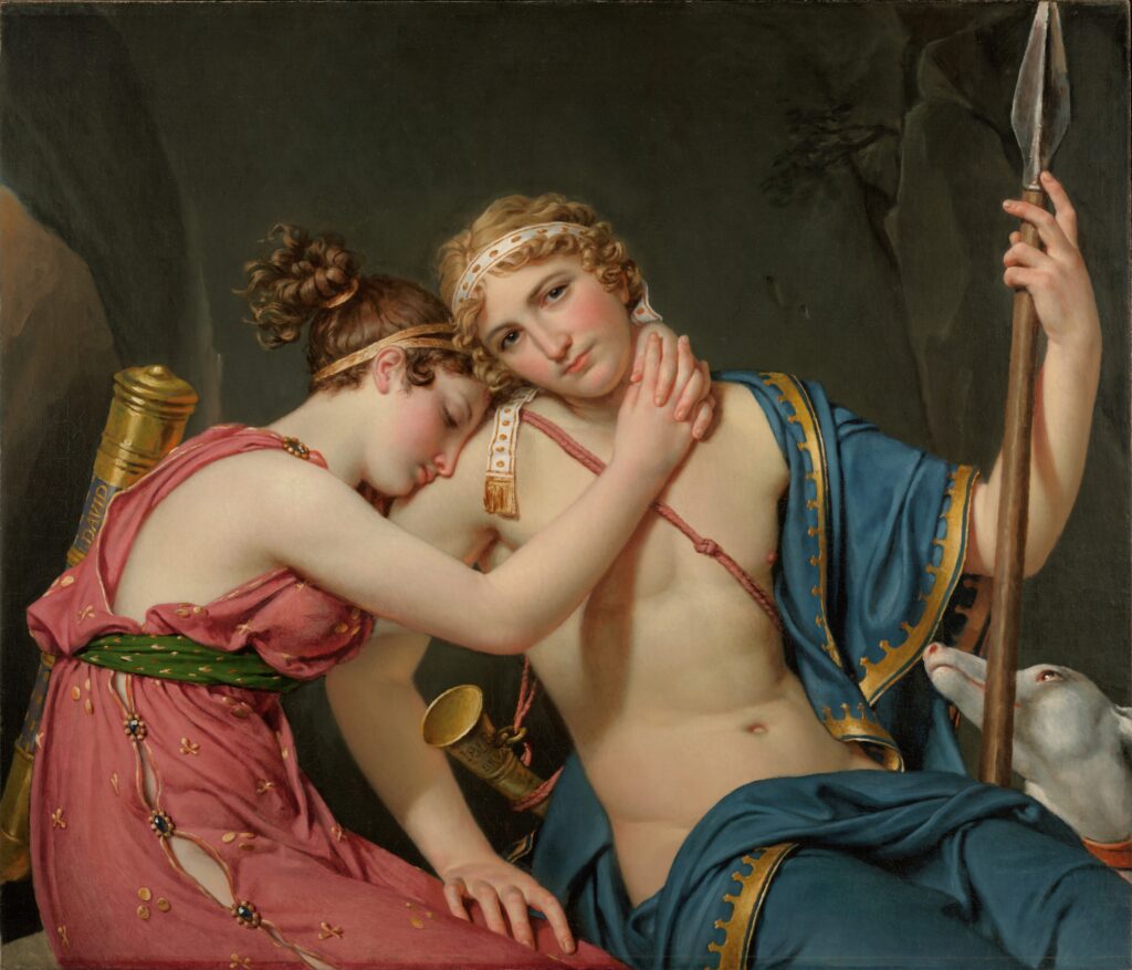 The painting "The Farewell of Telemachus and Eucharis" by Jacques-Louis David