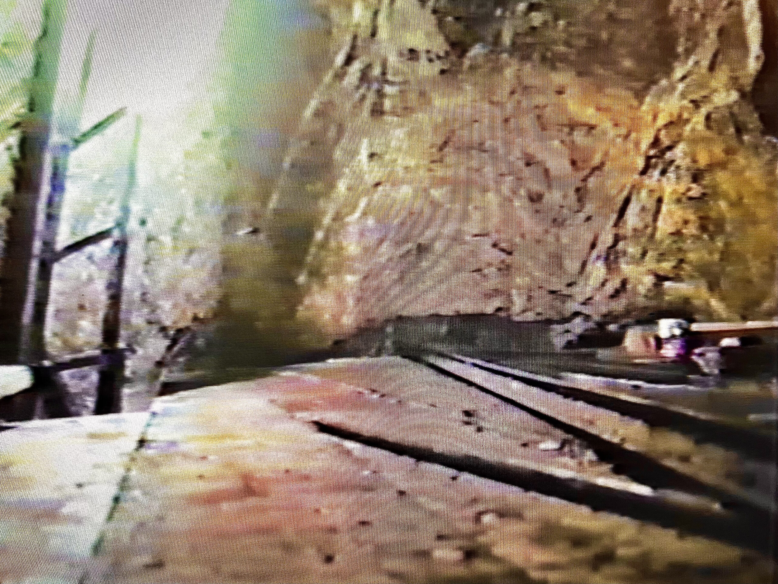 A still shot of the interior of Koyle's mine, taken from a digital video of a VHS home video from 1986.